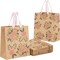 24 Pack Kraft Paper Floral Gift Bags with Pink Ribbon Handles - 2 Designs, For Themed Party Favors, Mother's Day, Weddings, Birthdays - 8x4x9 Inches Gift Bags With Handles